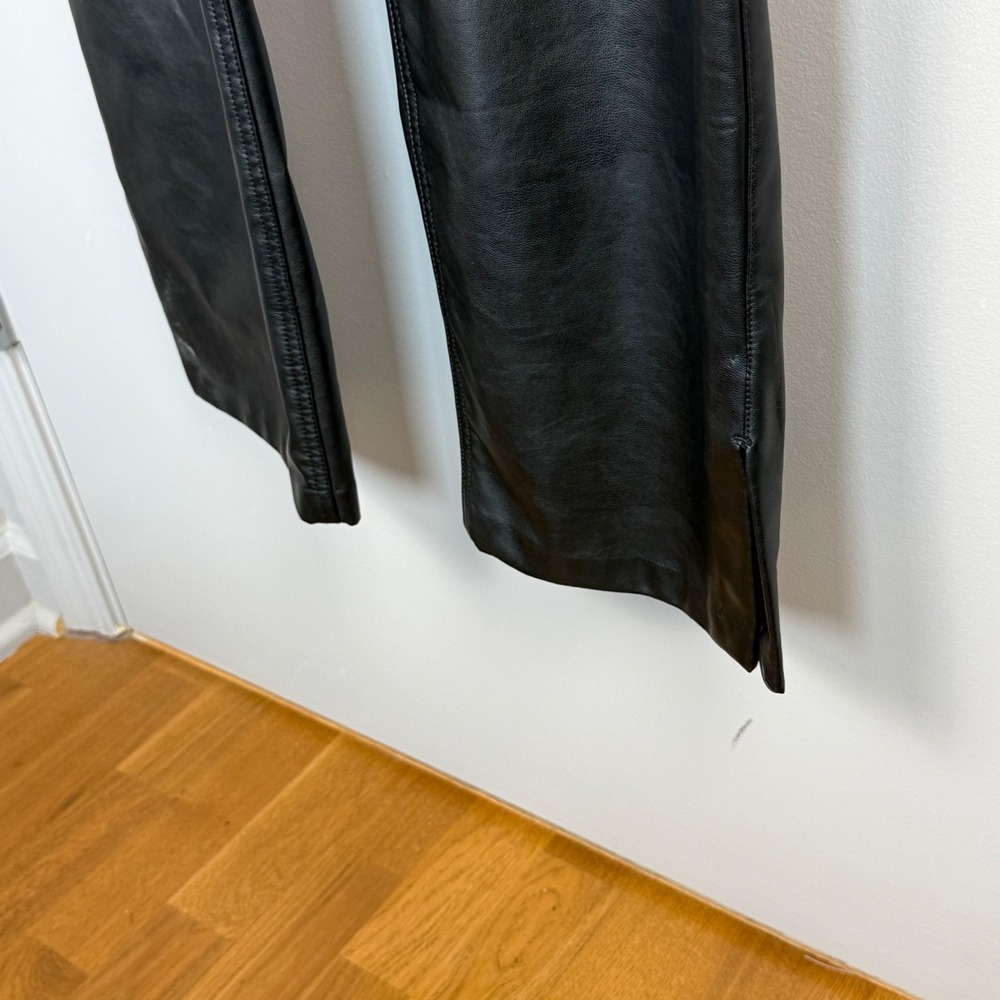 Abercrombie & Fitch 90s Ultra High Rise Straight Pants Women's 18R Black Vegan - Picture 7 of 12